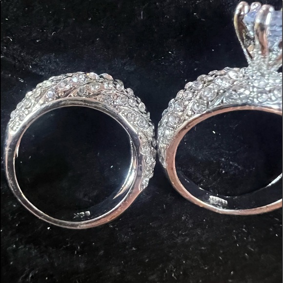 (◕‿◕) Wedding Set 2 pc 18kf  white gold diamond Ring 3 Ct tw Romantic vintage - Picture 6 of 8